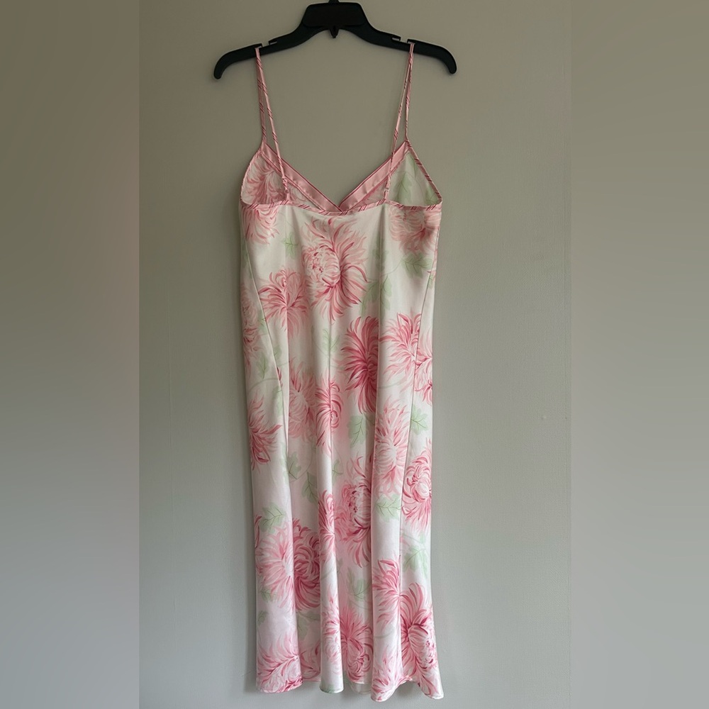 VTG Y2K Pastel Floral Satin Bias Slip Dress Fairy Coquette Romantic Lingerie S - Picture 8 of 9